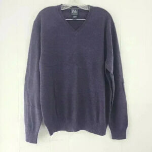 Jos. A. Bank Traveler V Neck Purple Cotton Men's Sweater L